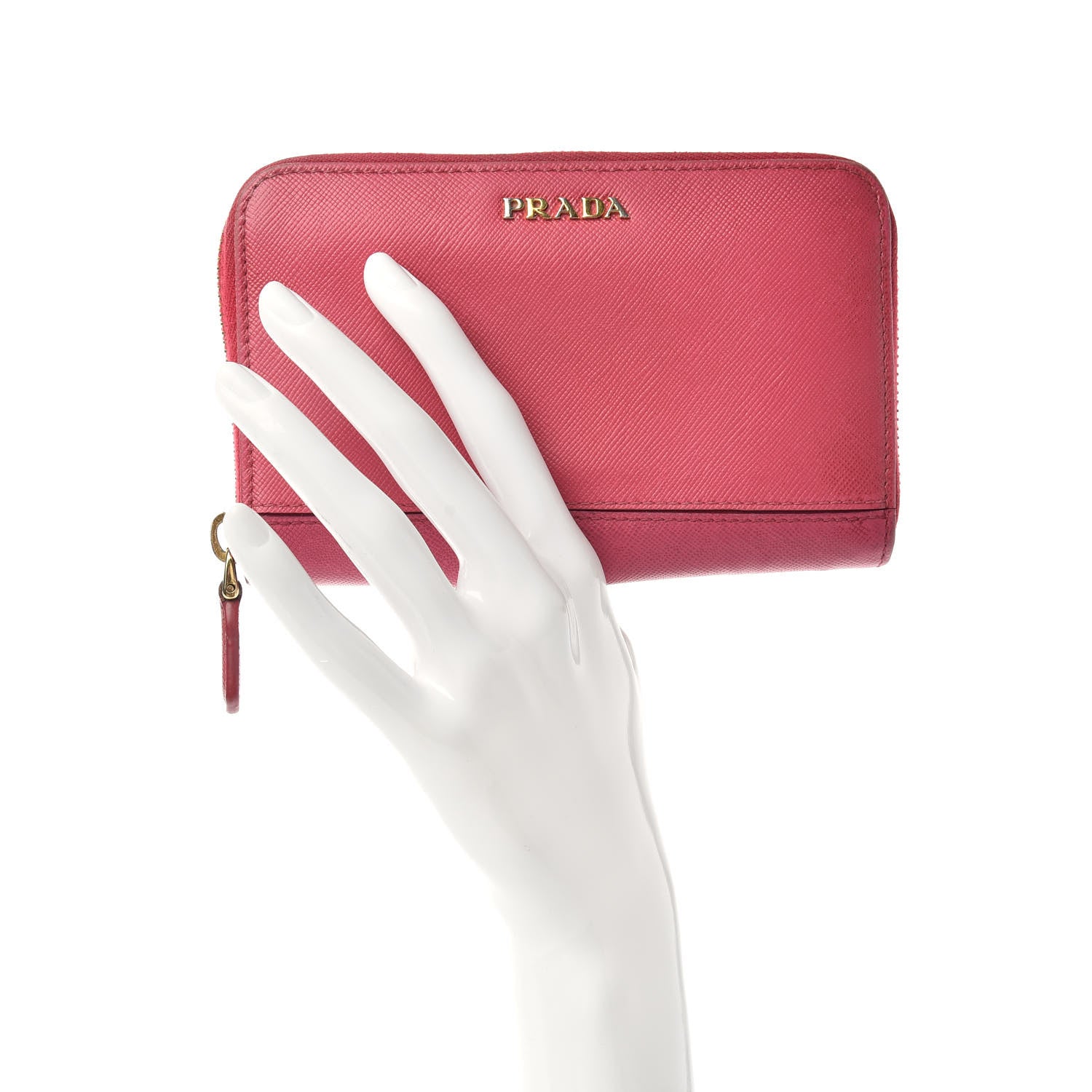 Prada Saffiano Cuir Zip Around Wallet Ibisco Peonia 2 of 6