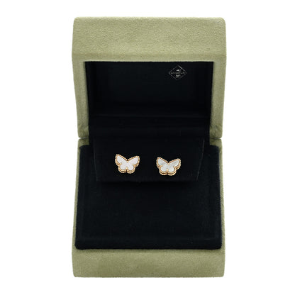 Van Cleef & Arpels 18K Yellow Gold Mother of Pearl Sweet Alhambra Butterfly Earrings 5 of 5