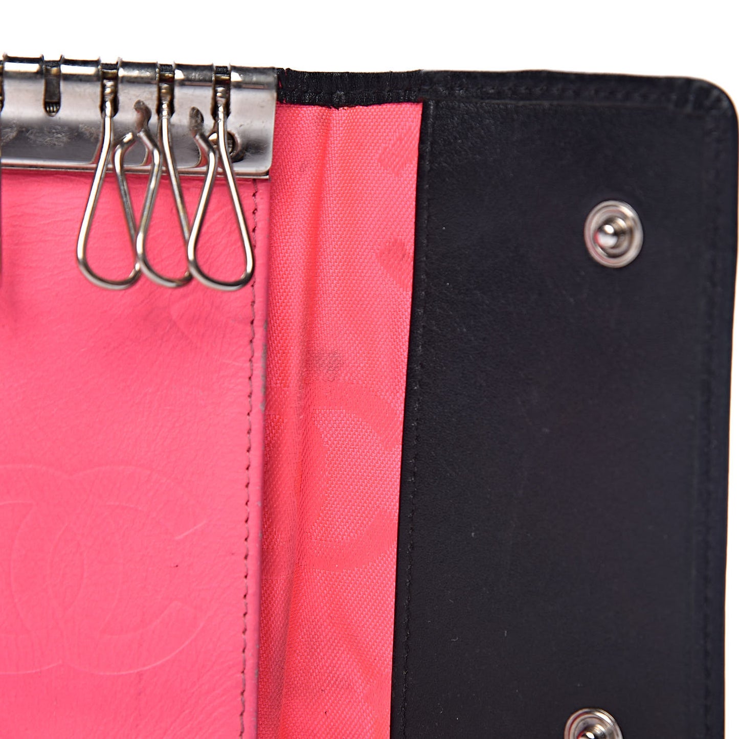 Calfskin Quilted Cambon 6 Key Holder Black
