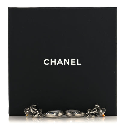 Chanel Crystal CC Tear Drop Earrings Silver 5 of 5