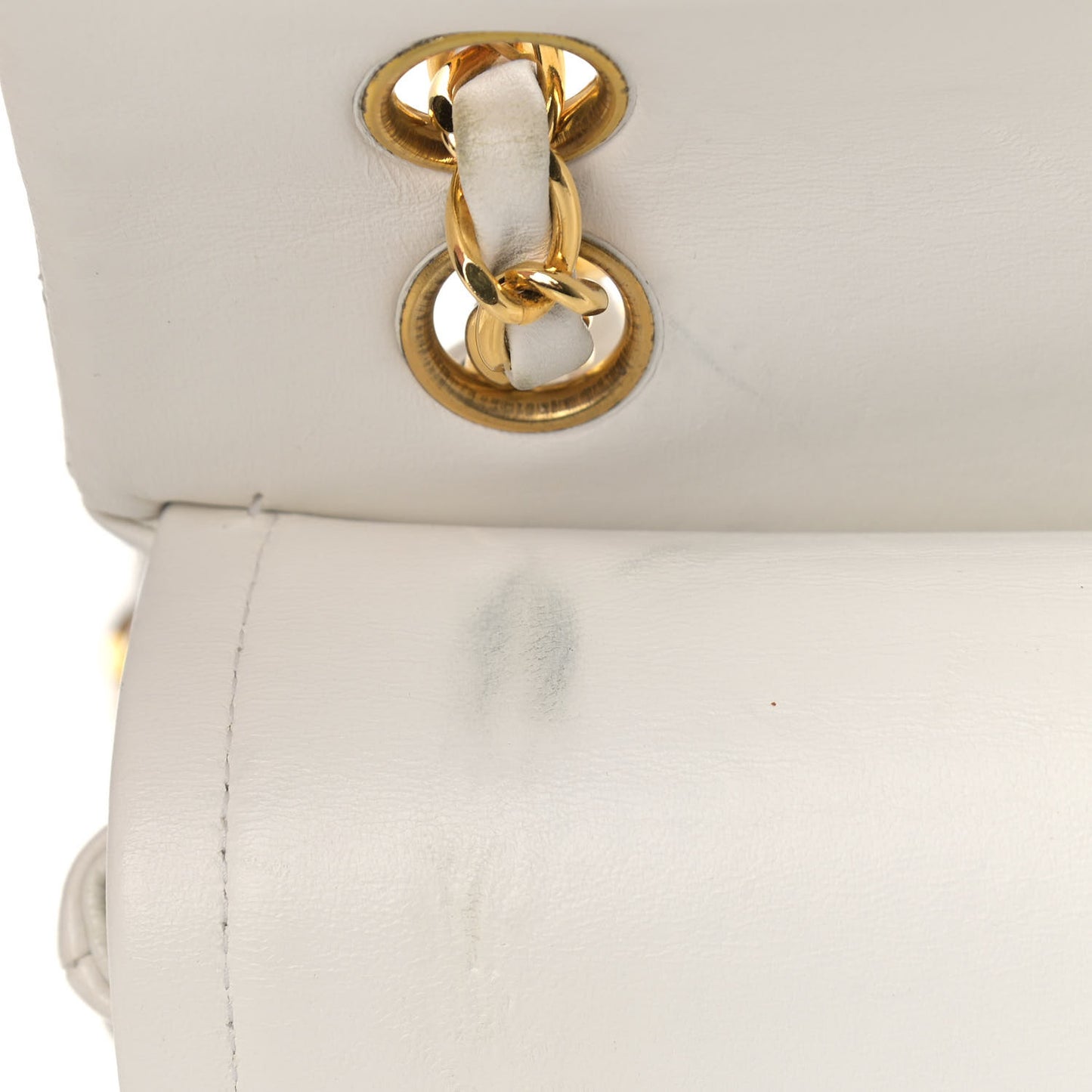 Lambskin Quilted Small Double Flap White
