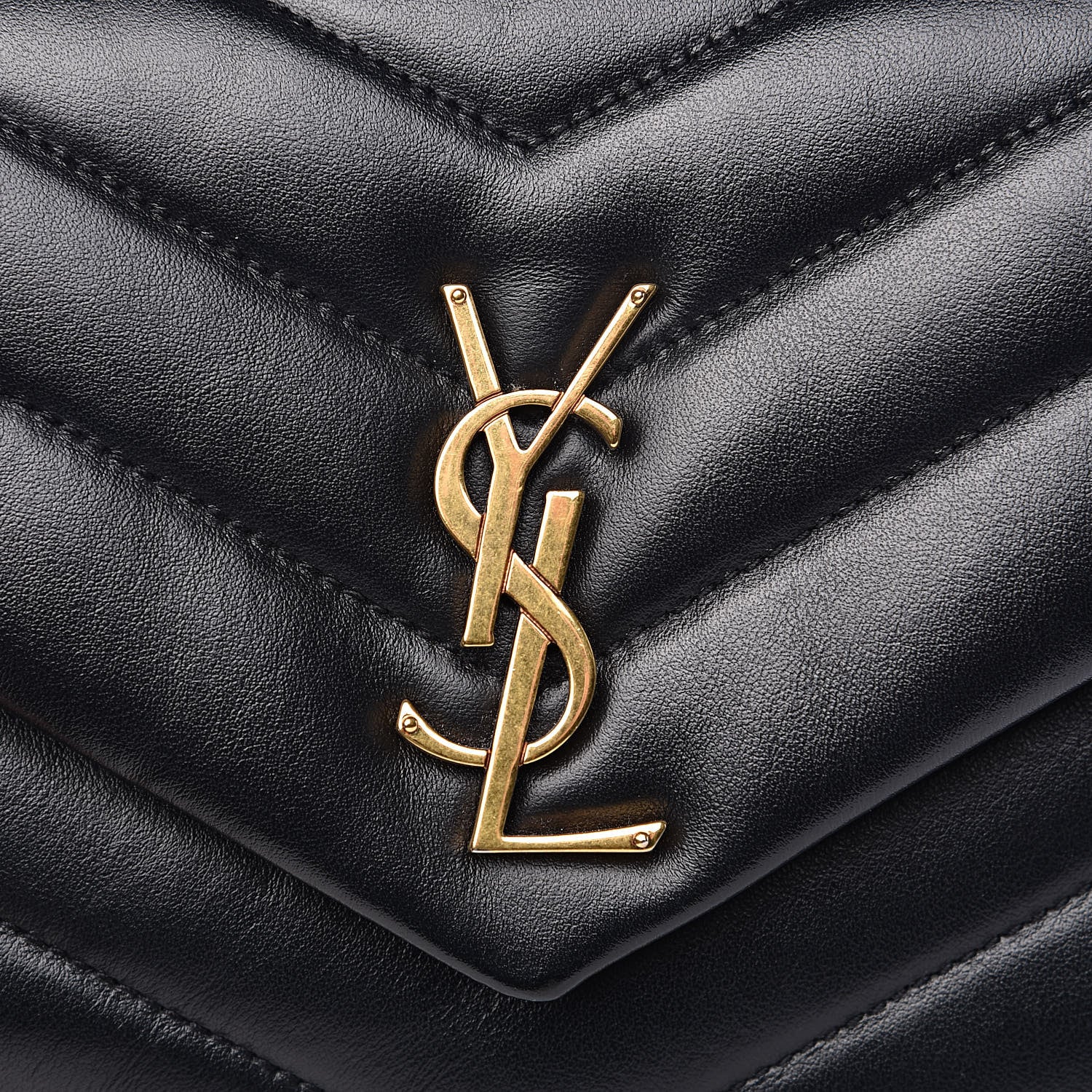 Saint Laurent Calfskin Y Quilted Monogram Small Loulou Chain Satchel Black 9 of 10