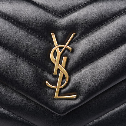 Saint Laurent Calfskin Y Quilted Monogram Small Loulou Chain Satchel Black 9 of 10