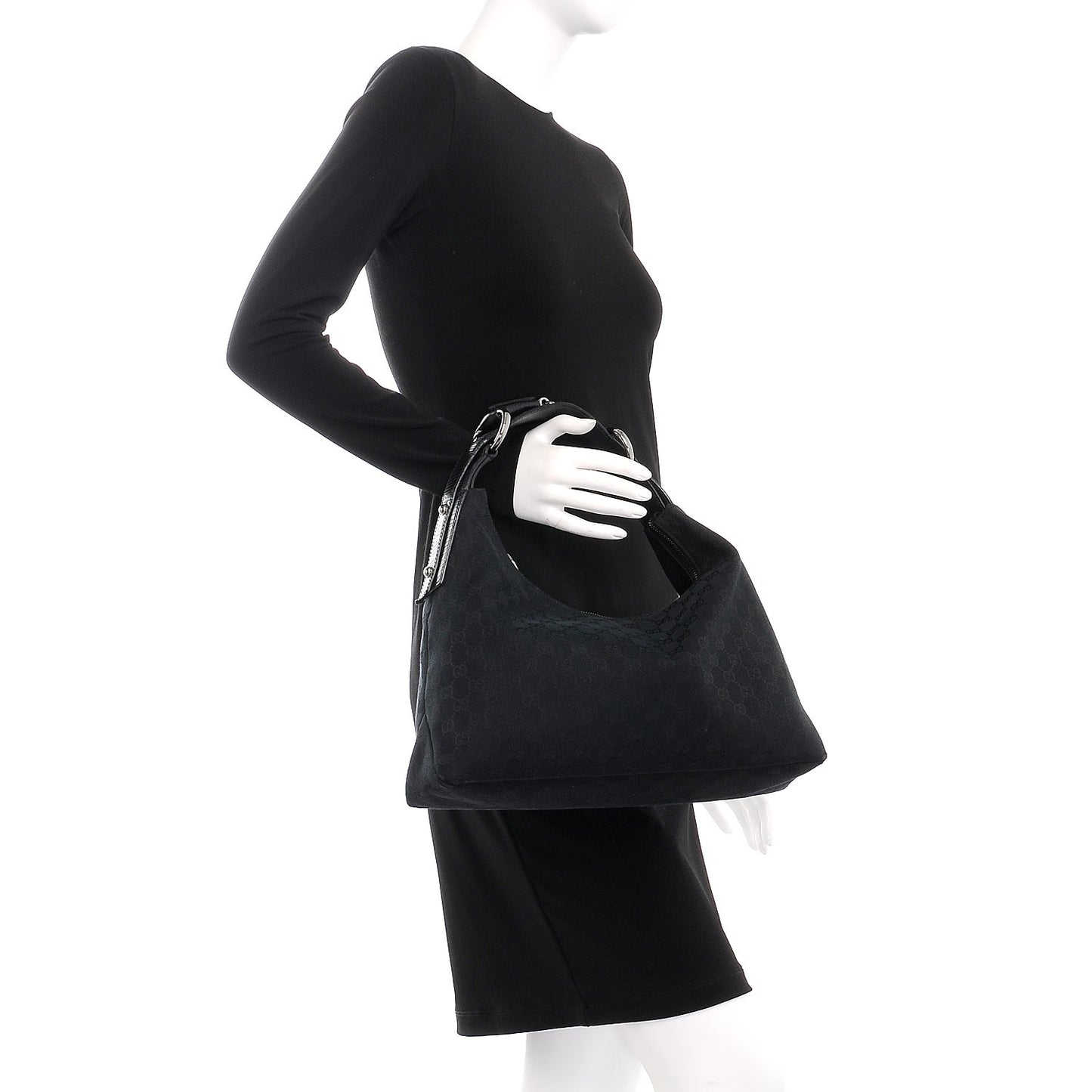Monogram Medium Horsebit Chain Hobo Black