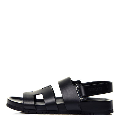 Hermes Calfskin Womens Takara Sandals 38.5 Black 1 of 7