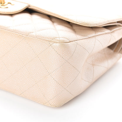 Chanel Pearly Caviar Quilted Jumbo Double Flap Light Beige 9 of 9