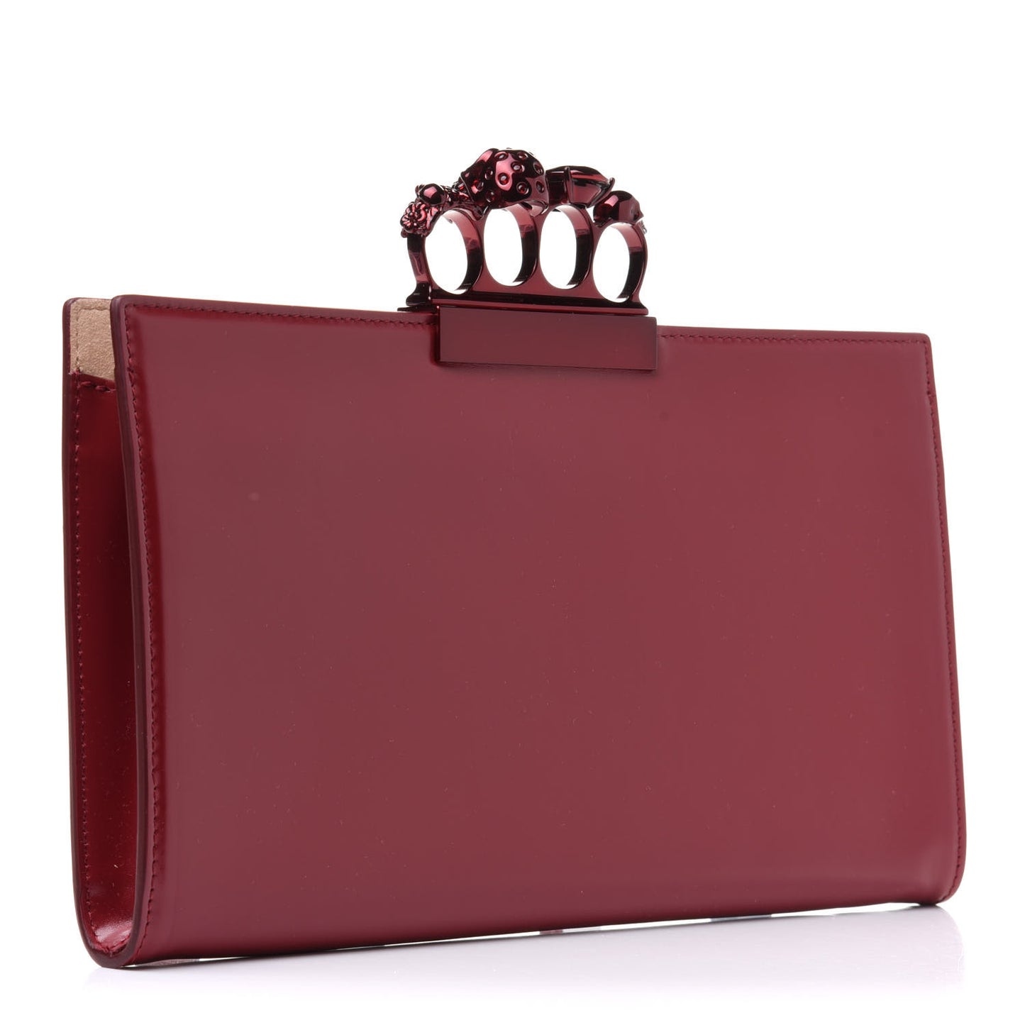 Calfskin Knuckle Flat Clutch Oxblood