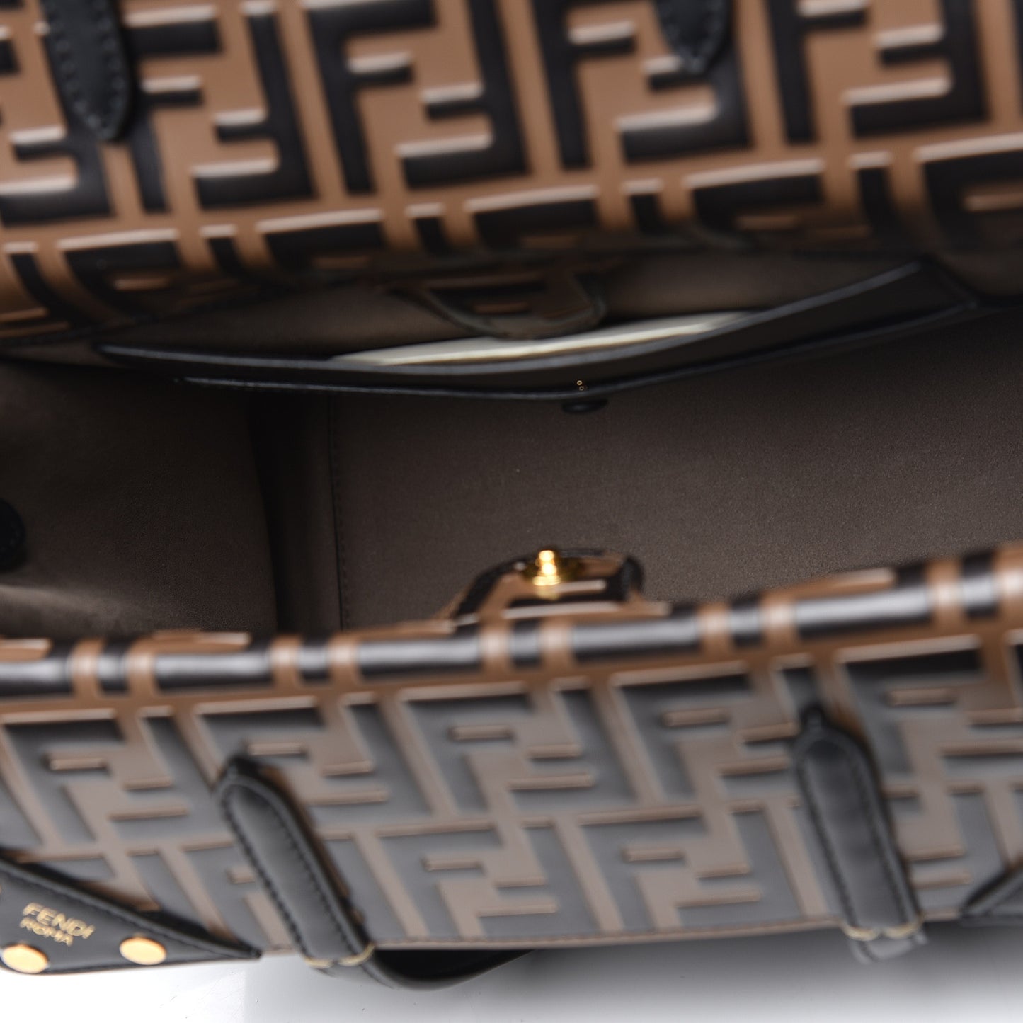 Vitello Grace Bi-Color FF 1974 Embossed Flip Tote Black Maya