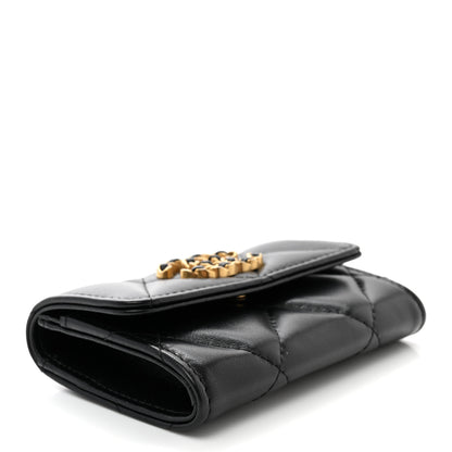 Chanel Lambskin Quilted Chanel 19 Flap Card Holder Black 4 of 9