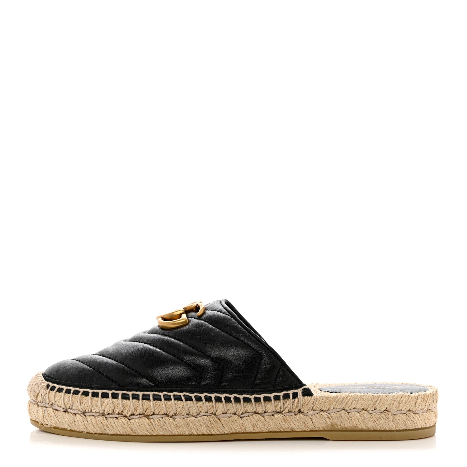 Gucci Nappa Matelasse GG Marmont Espadrille Slippers 36 Black 1 of 11
