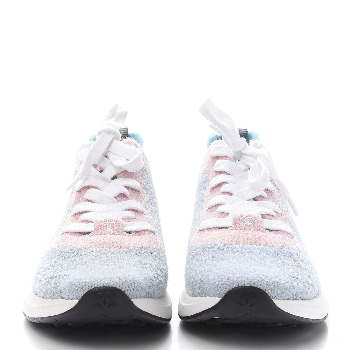 Mixed Fabrics Knit Sneakers 39.5 Grey Pink Blue
