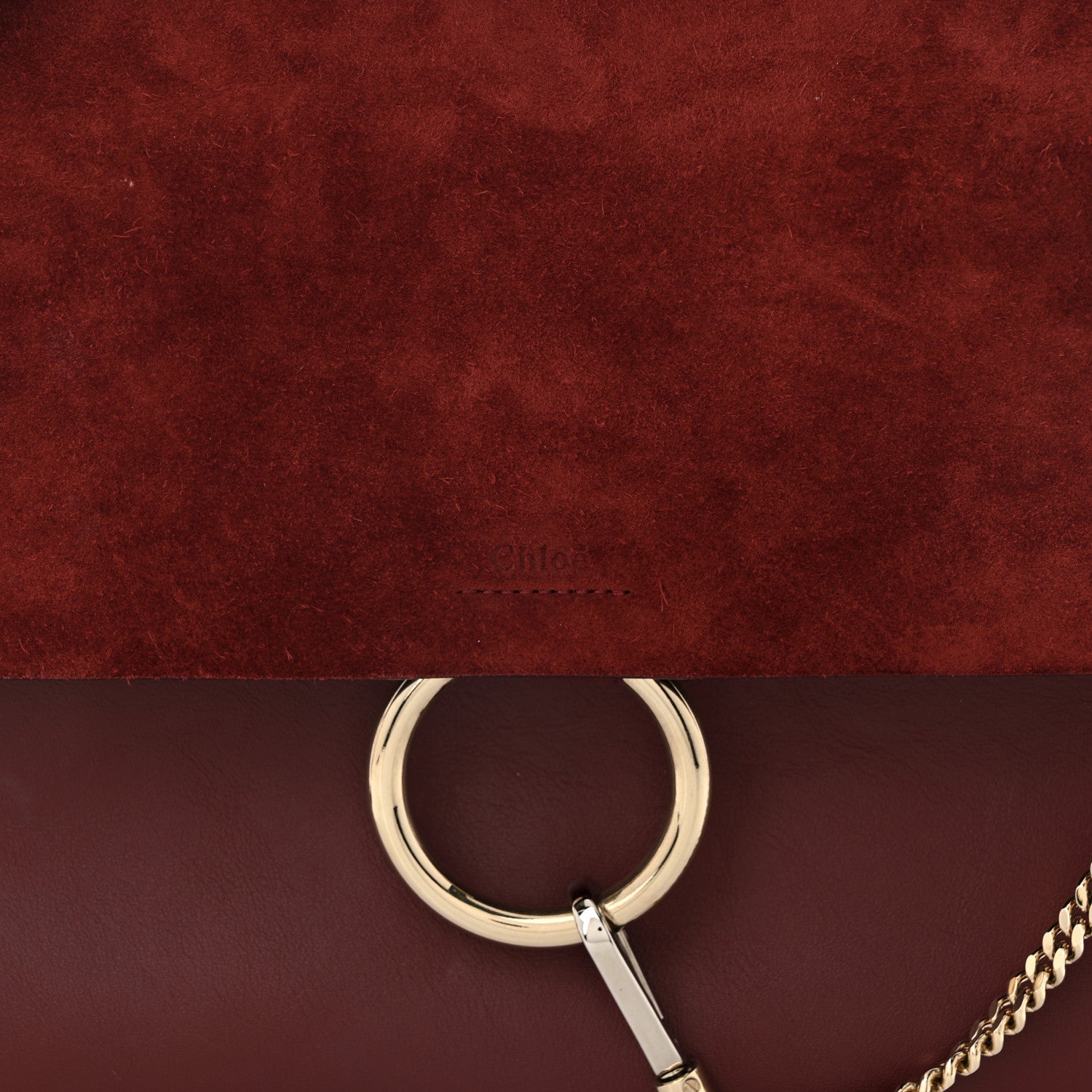 Chloe Calfskin Suede Medium Faye Shoulder Bag Plum Purple 8 of 12