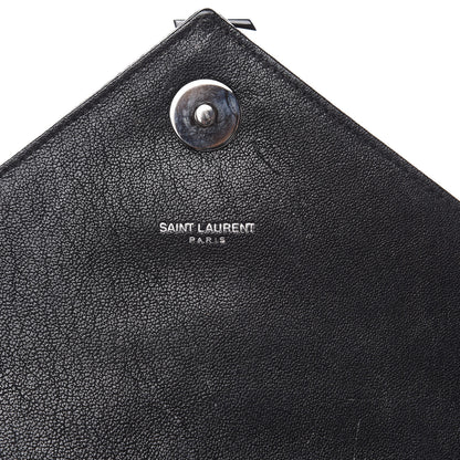 Saint Laurent Sheepskin Matelasse Chevron Monogram Medium College Bag Black 7 of 13