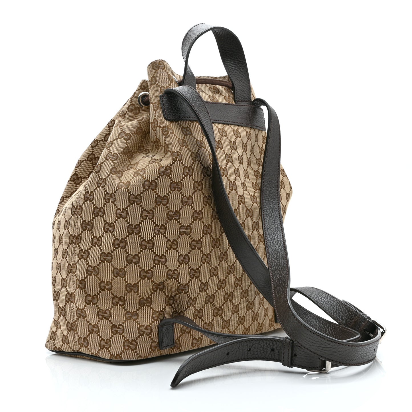Monogram Dollar Calfskin O Drawstring Backpack Beige Ebony Testa di Moro Dark Chocolate