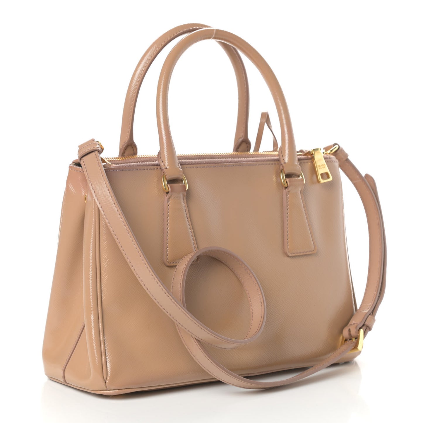 Saffiano Vernice Small Galleria Double Zip Tote Cammeo
