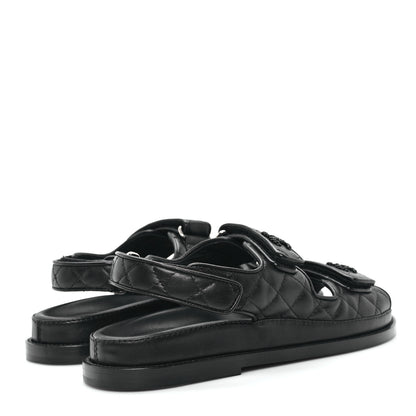 Chanel Lambskin Quilted Velcro Dad Sandals 37.5 So Black 5 of 10