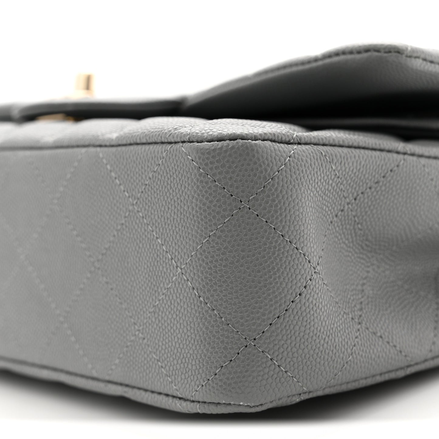 Caviar Quilted Medium Double Flap Grey