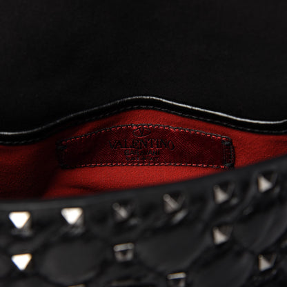 Valentino Garavani Craquele Nappa Small Rockstud Spike Shoulder Bag Black 8 of 9