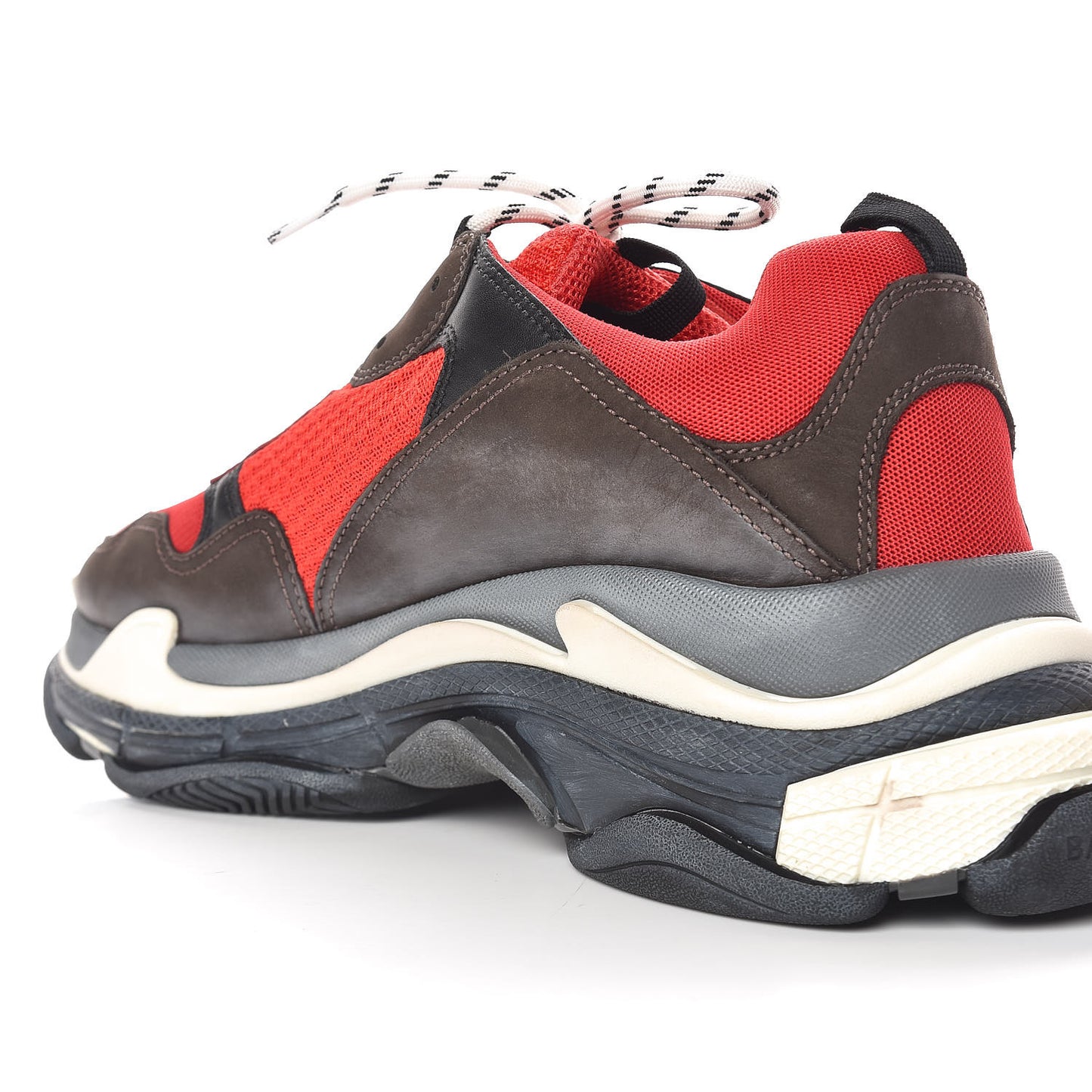 Fabric Mesh Mens Triple S Sneakers 47 Rouge Black
