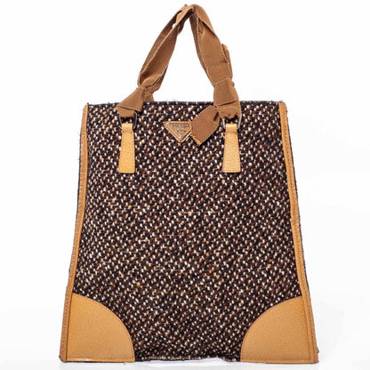 Prada Tweed Leather Tote 1 of 8