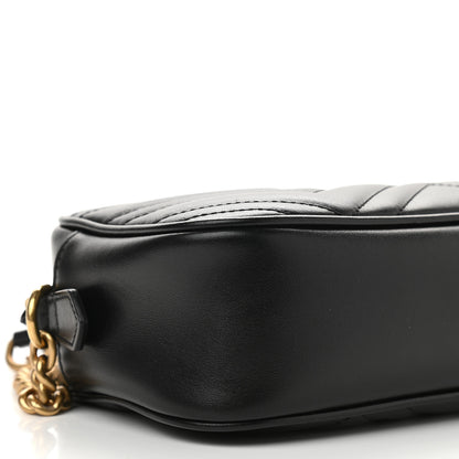 Gucci Calfskin Matelasse Small GG Marmont Chain Shoulder Bag Black 8 of 10