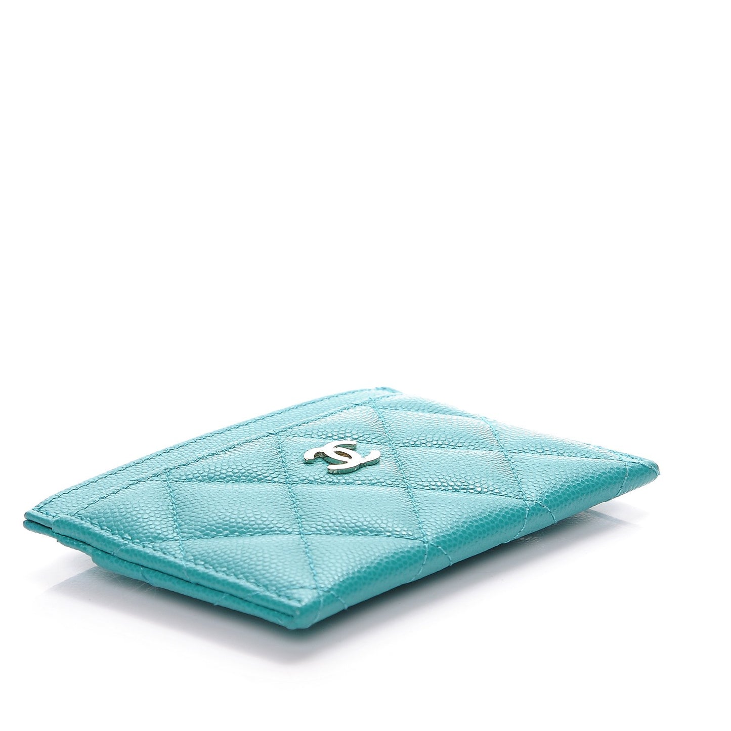 Caviar Quilted Card Holder Turquoise
