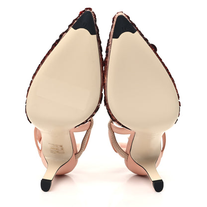 Fendi Organza Sequin Paillettes Colibri Lite 85mm Slingback Pumps 36.5 Nudo Baby Pink 6 of 9
