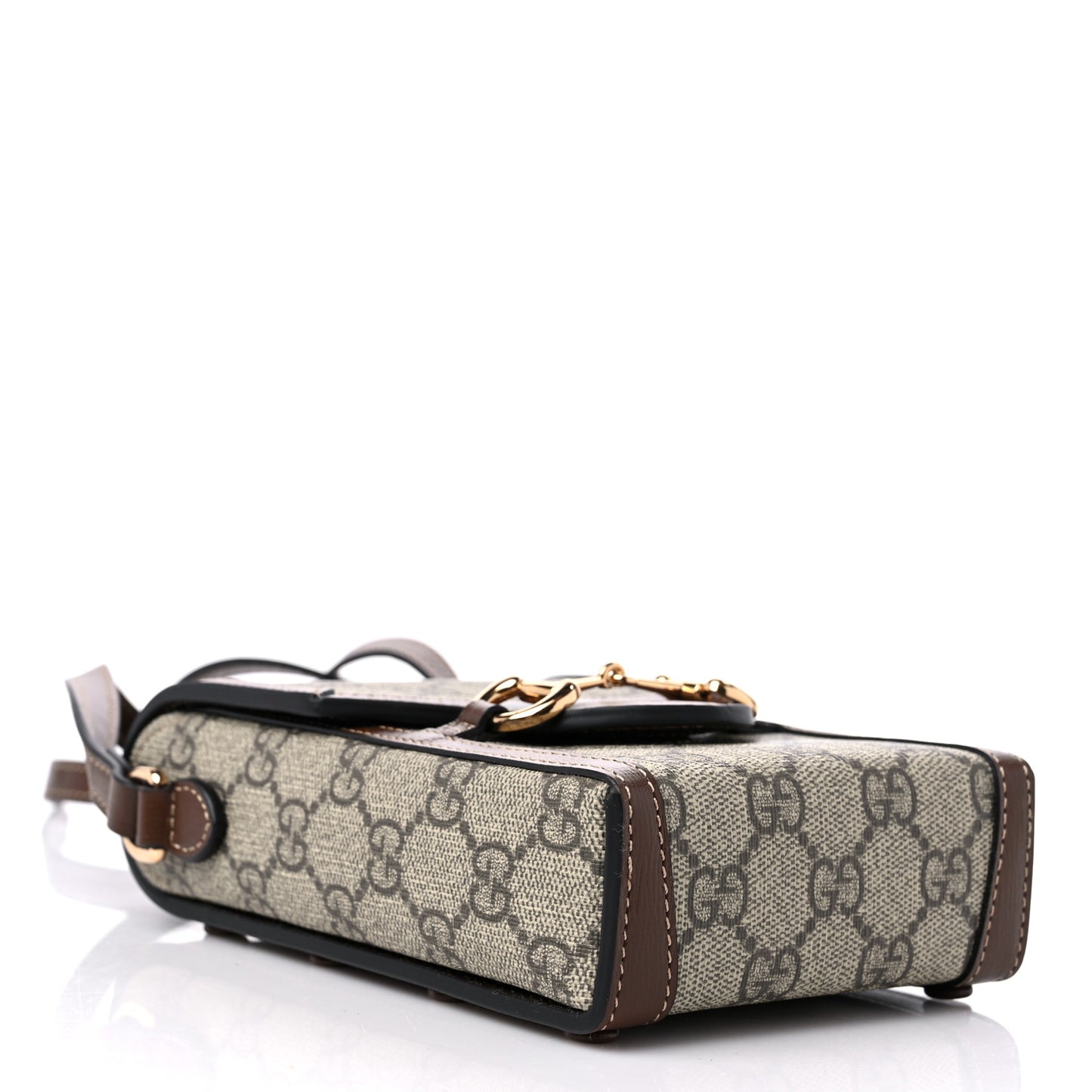 GG Supreme Monogram Mini Horsebit 1955 Crossbody Bag Beige Brown Sugar