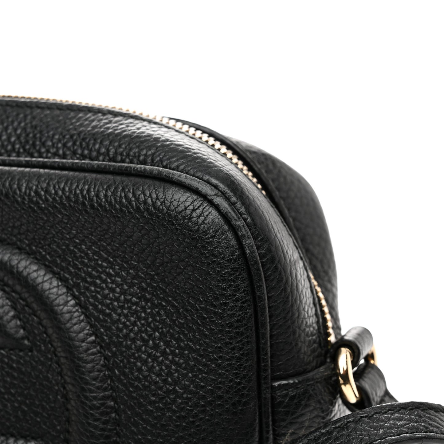 Pebbled Calfskin Small Soho Disco Bag Black