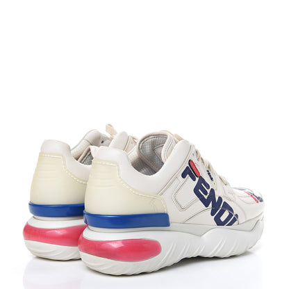 Fendi X FILA Vitello Mania Painted Womens Chunky Sneakers 38 Ice White Caipiroska Blueberry 4 of 8