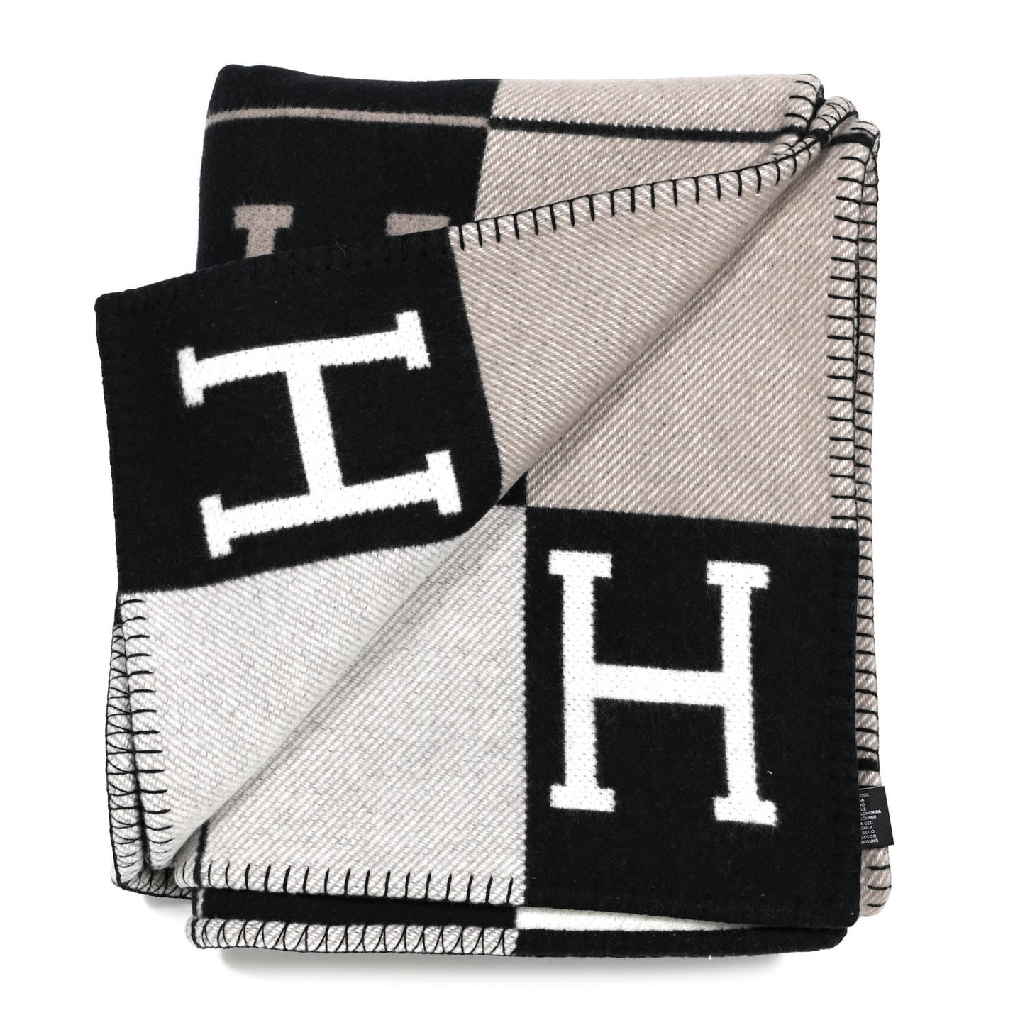 Wool Cashmere Avalon III Blanket Ecru Black