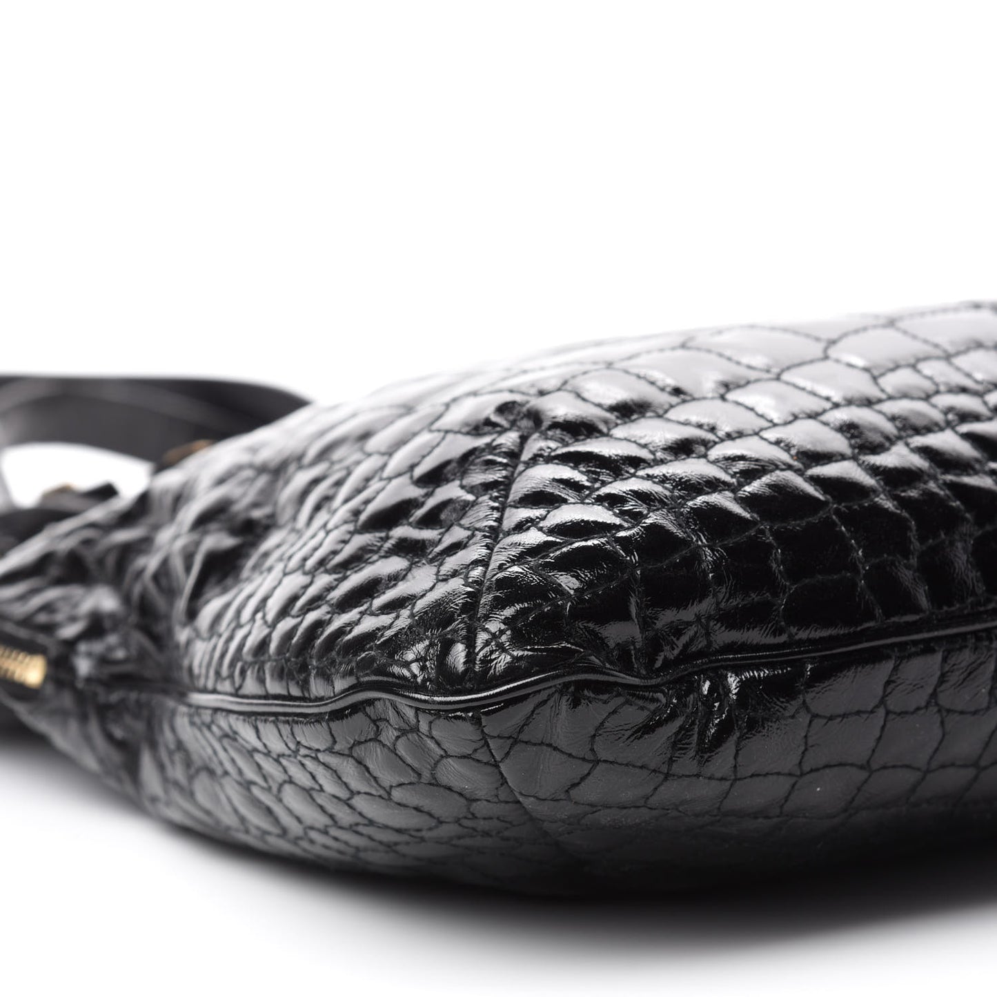 Patent Crocodile Embossed Tribute Tote Black