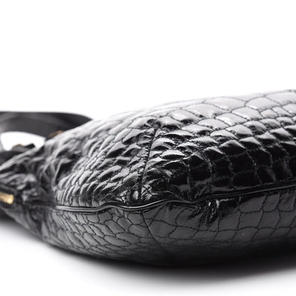 Saint Laurent Patent Crocodile Embossed Tribute Tote Black 6 of 14