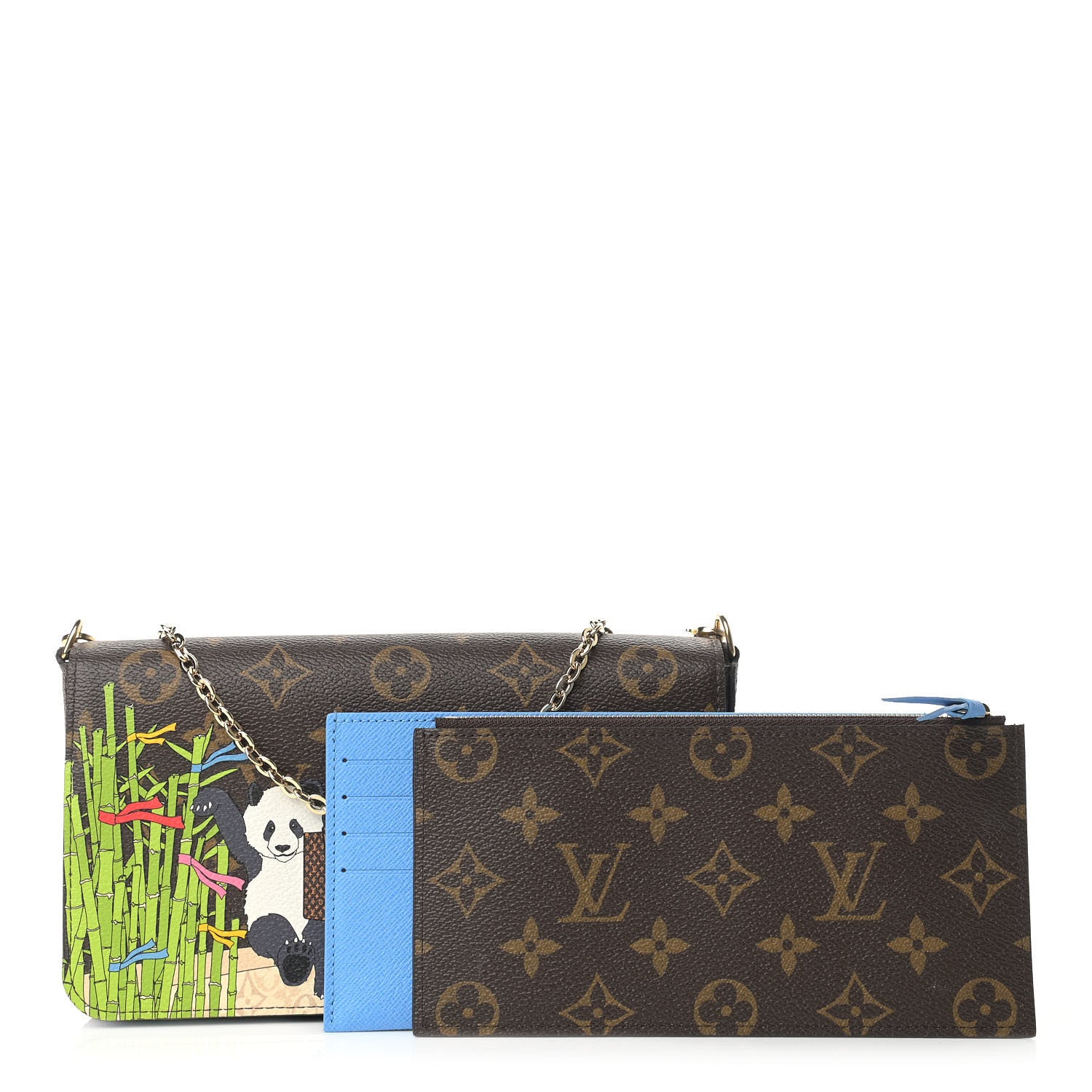 Louis Vuitton Monogram 2021 Christmas Animation China Wall Pochette Felicie Chain Wallet Myosotis Blue 1 of 9