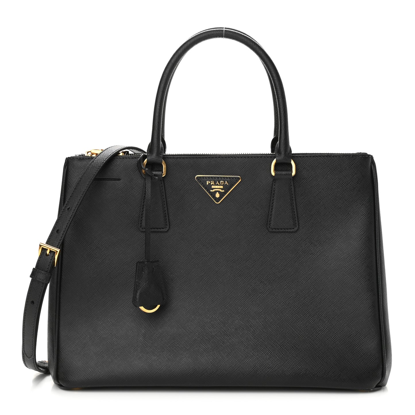 Saffiano Lux Large Galleria Double Zip Tote Black