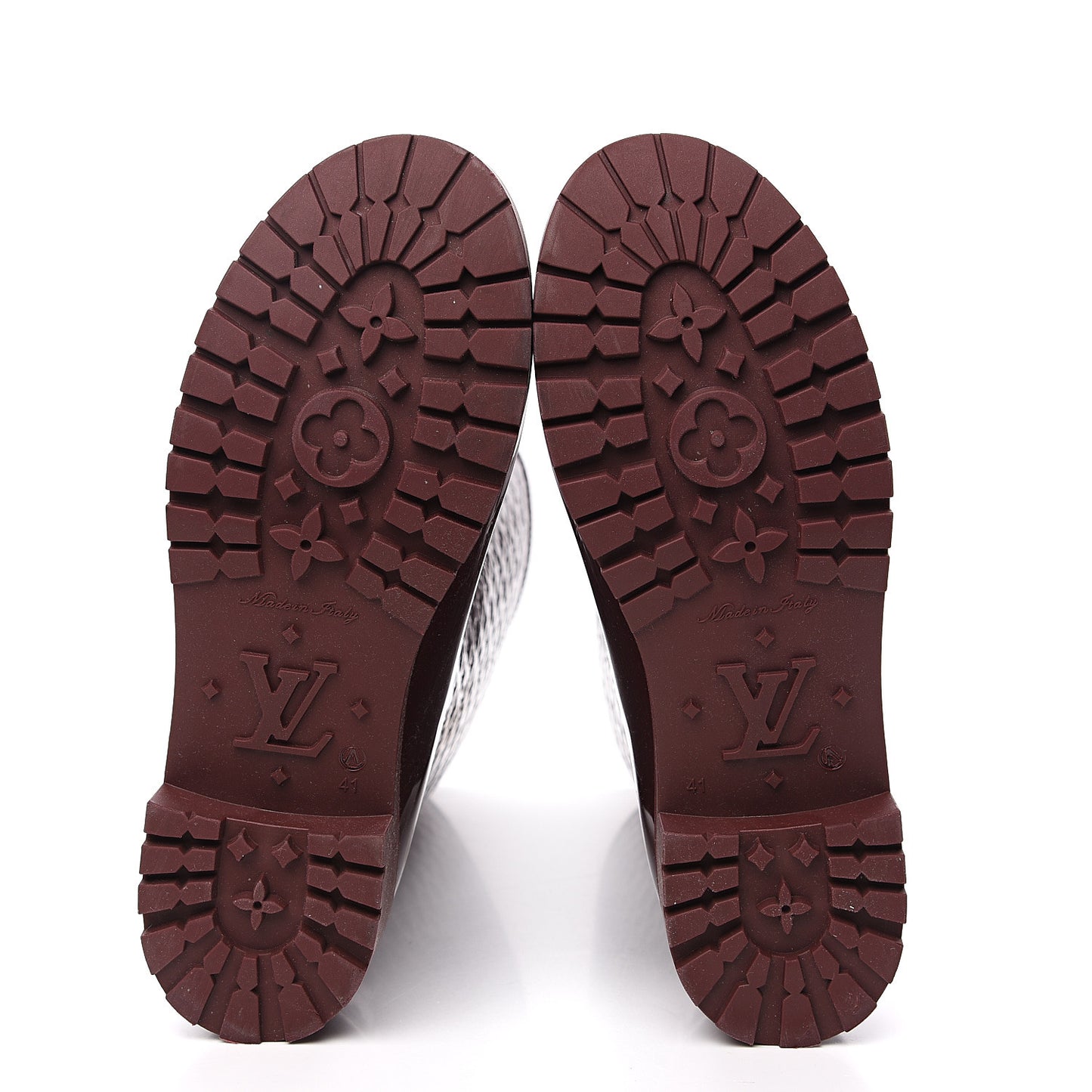 Rubber Embossed Monogram Splash Rain Boots 41 Brown