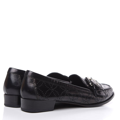Louis Vuitton Glazed Calfskin Perforated Loafers 40 Black 4 of 10