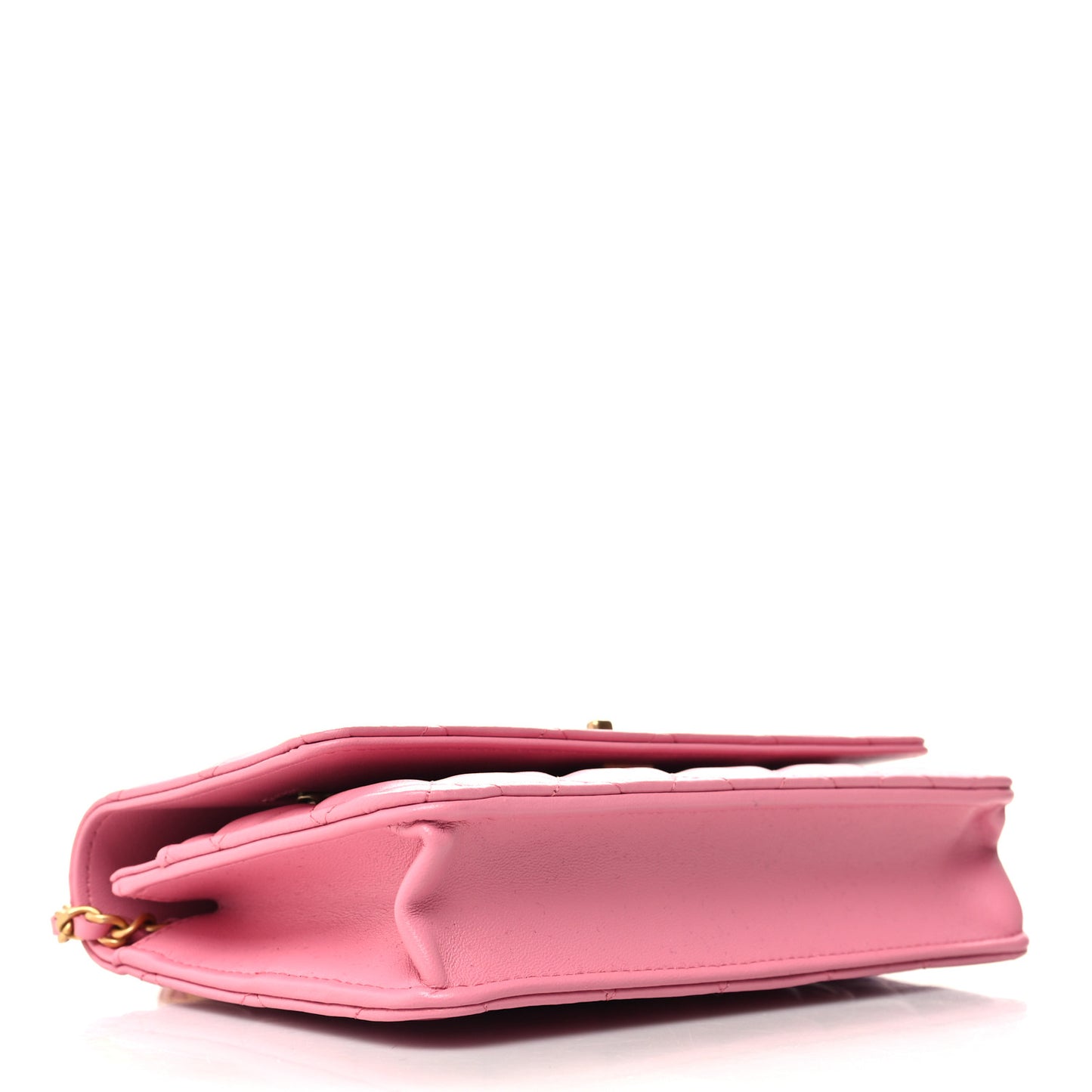 Lambskin Quilted Multicolor Top Handle Wallet On Chain WOC Light Pink