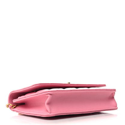 Chanel Lambskin Quilted Multicolor Top Handle Wallet On Chain WOC Light Pink 4 of 12