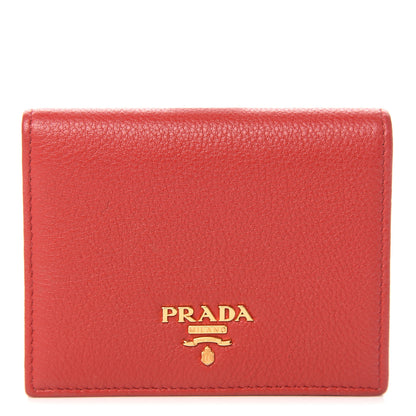 Prada Vitello Grain Bi-Fold Wallet Fuoco 1 of 8