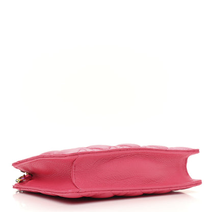 Christian Dior Calfskin Cannage Caro Zipped Pouch With Chain Warm Fuchsia 4 of 9
