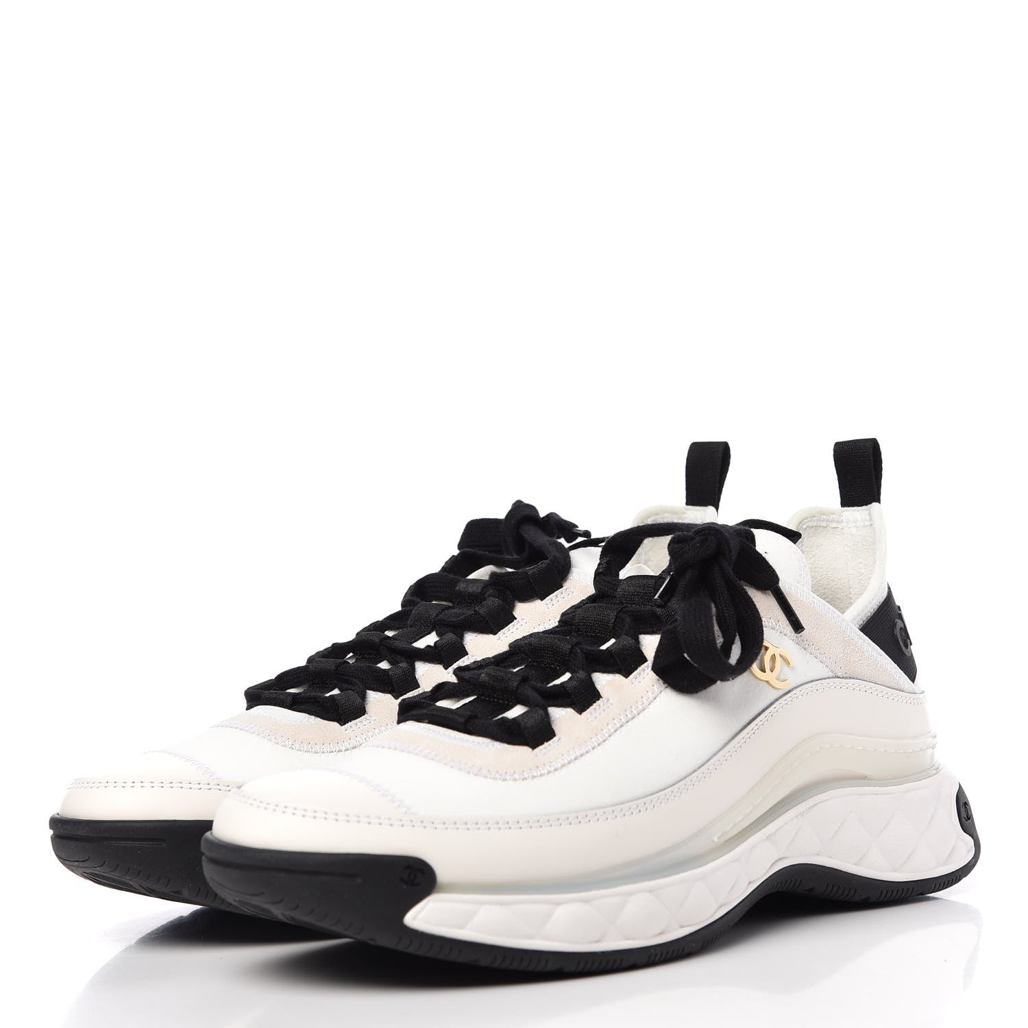 Chanel Velvet Calfskin Mixed Fibers CC Sneakers 40 Ivory 3 of 11