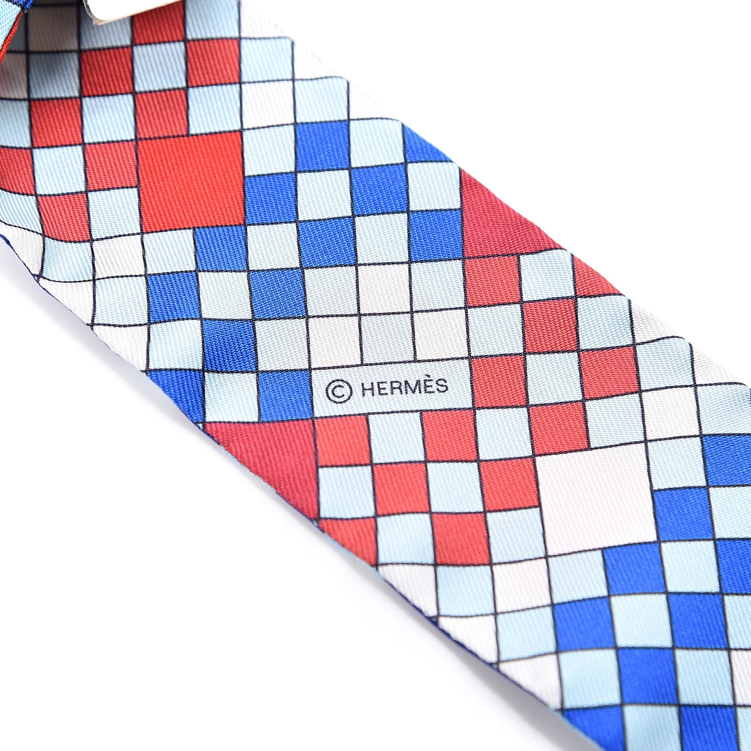 Hermes Silk Colliers de Chiens Remix Twilly Marine Rouge White 4 of 4