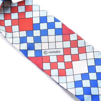 Hermes Silk Colliers de Chiens Remix Twilly Marine Rouge White 4 of 4