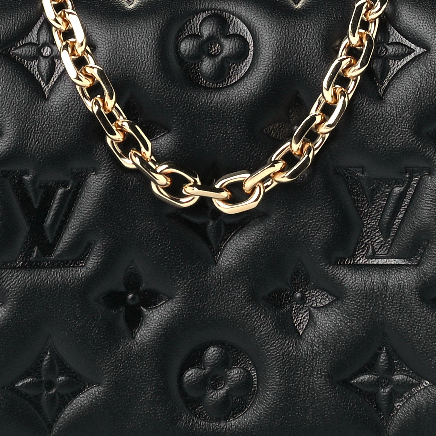 Louis Vuitton Lambskin Embossed Monogram Pochette Coussin Black 6 of 8