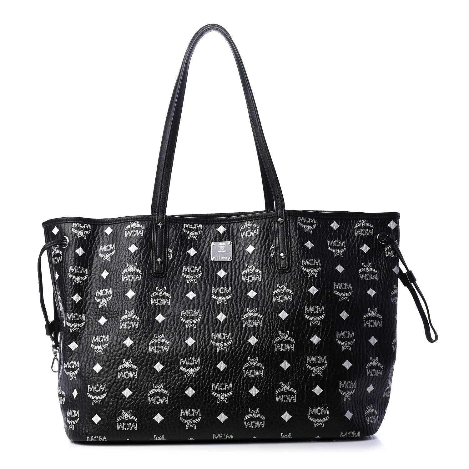 MCM Visetos Medium Anya Zip Top Shopper Tote Black 1 of 8