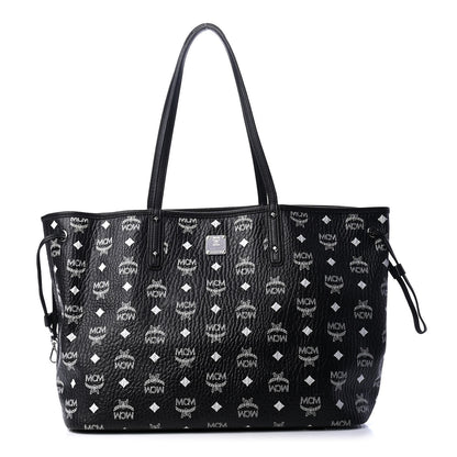 MCM Visetos Medium Anya Zip Top Shopper Tote Black 1 of 8