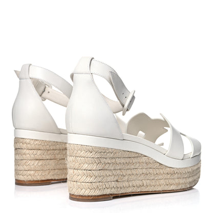 Hermes Goatskin Elda Espadrille Wedge Sandals 40 White 4 of 9