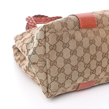 Gucci Monogram Medium Bamboo Bar Tote Coral 10 of 12