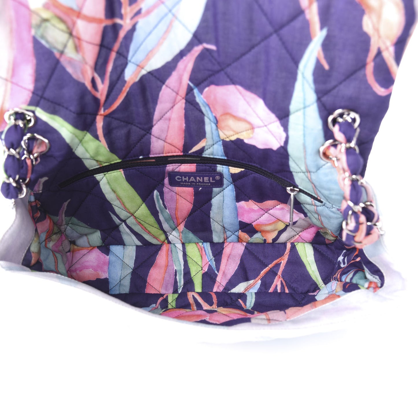Canvas Quilted Jungle Jeans Flap White Multicolor